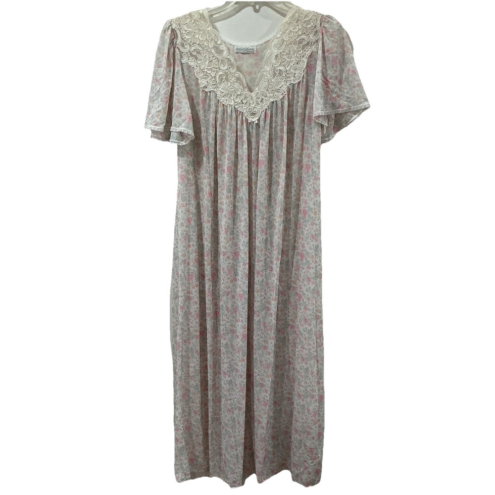 Vintage Miss Elaine Cottagecore Floral Maxi Dress Nightgown Sz Small‎ Union USA